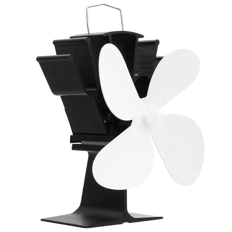 Zwart Haard 4 Blade Warmte Aangedreven Kachel Fan komin Log Hout Brander Eco Vriendelijke Stille Ventilator Thuis Efficiënte Warmteverdeling: White