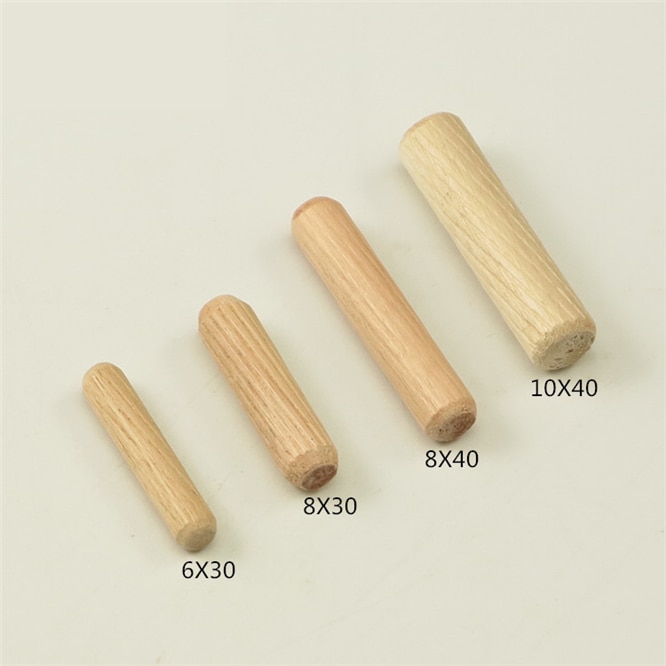 4pcs/lot 6x30 8x40mm Wooden Dowel Cabinet Drawer Round Fluted Wood Craft Dowel Pins Rods Set Furniture Fitting wooden dowel pin