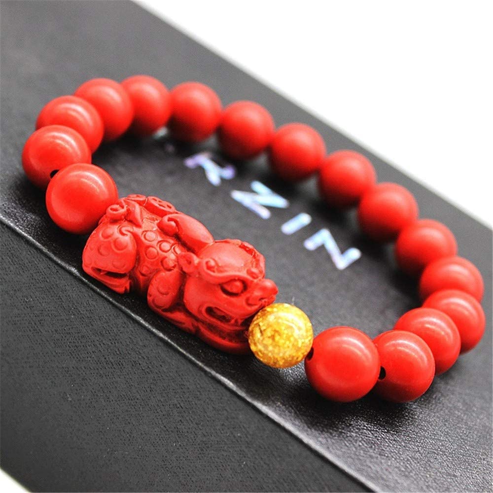 Pixiu Natürliche Stein Armband Männer Frauen Chinesischen Feng Shui Pi Xiu Roten Perlen Armband Gold Reichtum und Gute Glück Unisex armbänder