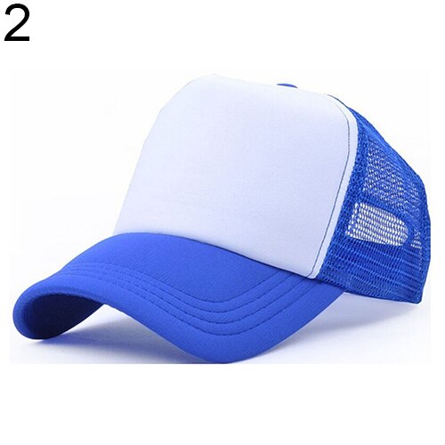 Unisex Trucker Cap Baseball Mesh Adjustable Hats: White Blue