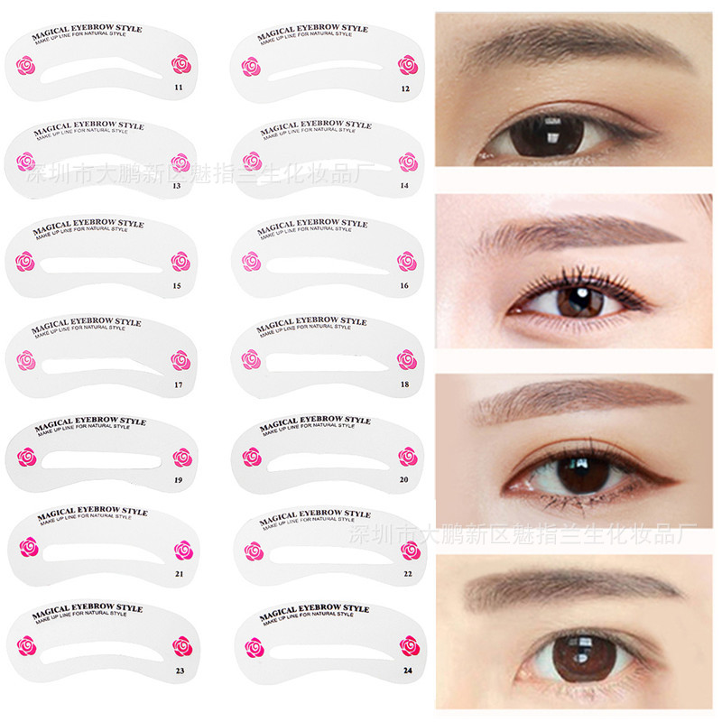 24 Pcs Herbruikbare Wenkbrauw Stencil Set Eye Brow Diy Tekening Gids Styling Vormgeven Grooming Template Card Make-Up Schoonheid