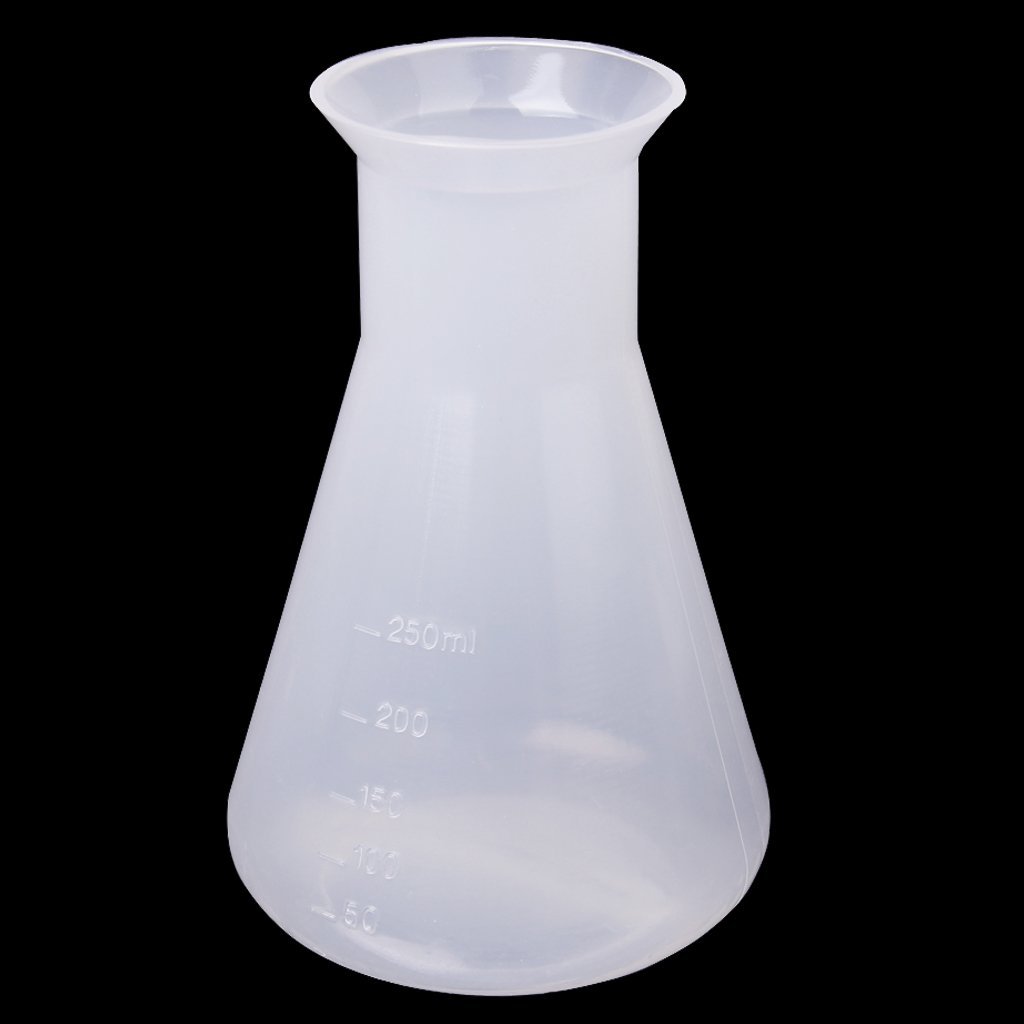Betaalbare plastic transparante laboratorium chemische erlenmeyerkolven container fles  - 250 ml