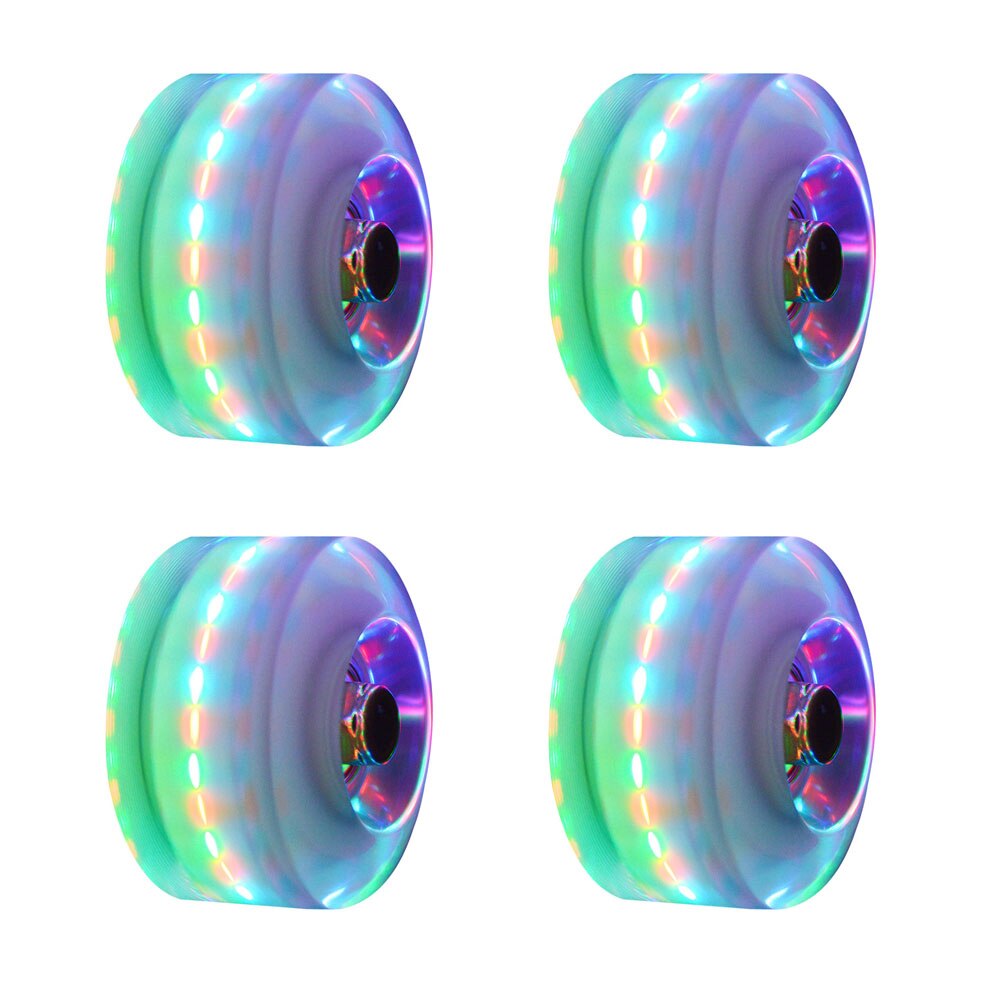 4PC Double Row Wheel Slide Shoes Light Wheel Four Wheel Roller Skate Flash Wheel Skates Roller Double Row Roller Skates: red blue green
