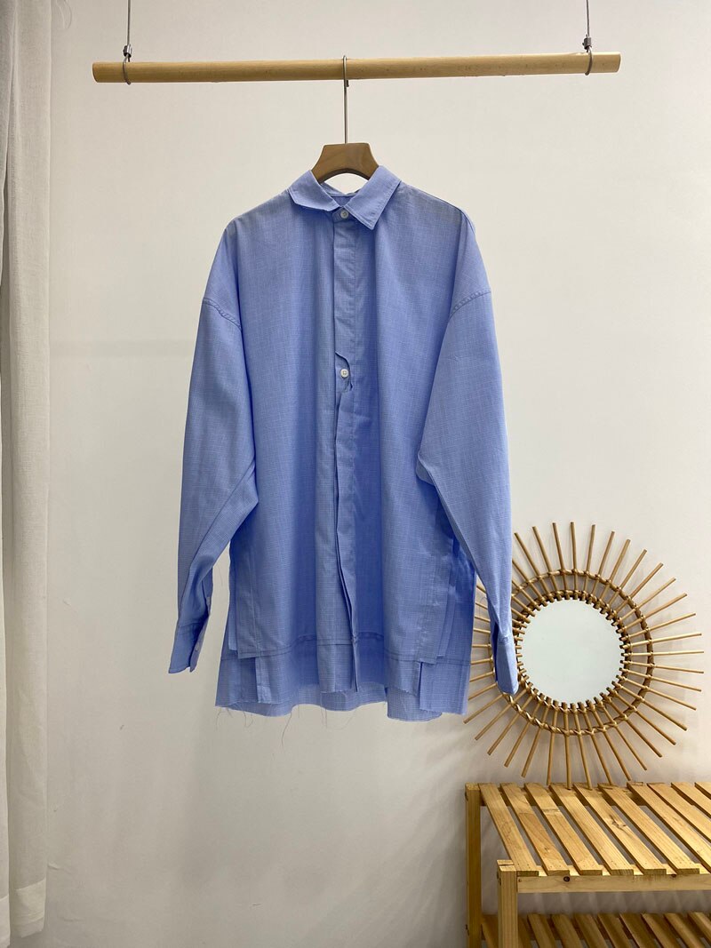 Men's Clothes Adererror Shirts Oversized Cotton Casual Genderless Streetwear Adererror Irregular Women's Shirts Tops: dae-Blue / A2