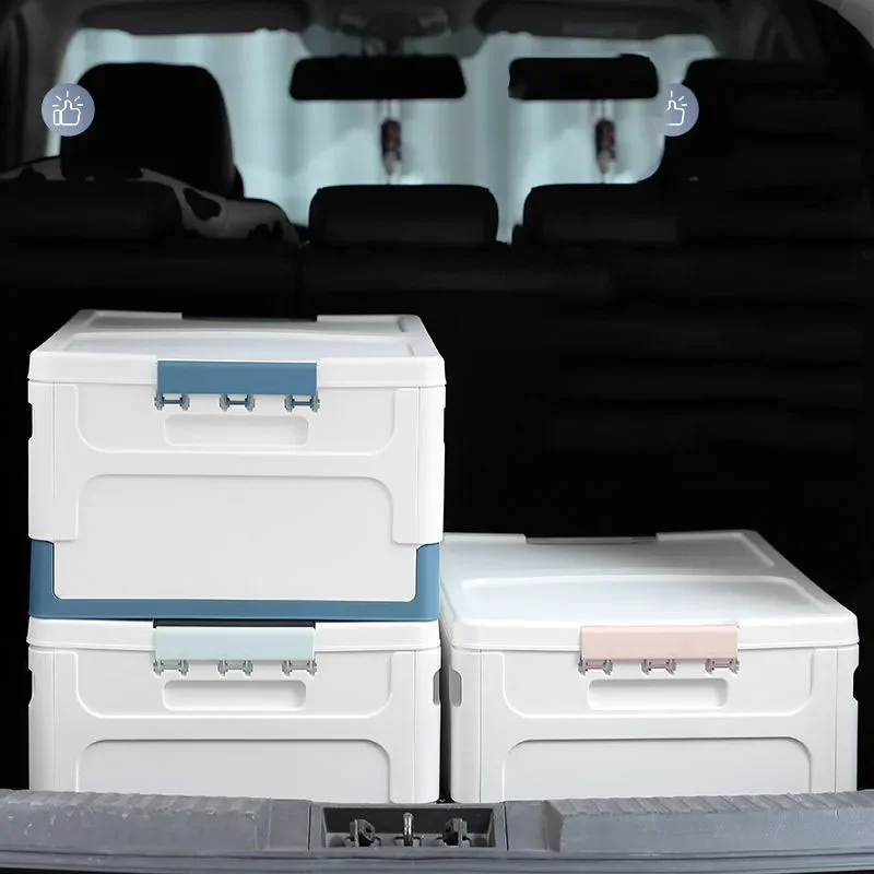Caja de almacenamiento plegable para ahorrar espacio, juguete para aperitivos, contenedor organizador multifuncional con tapa, cajas de plástico de alta capacidad a prueba de polvo
