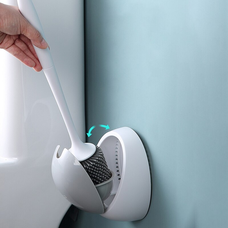 Ecoco silikone toiletbørste til wc tilbehør drænbar toiletbørste vægmonteret rengøringsværktøj sæt til badeværelsestilbehør til hjemmet