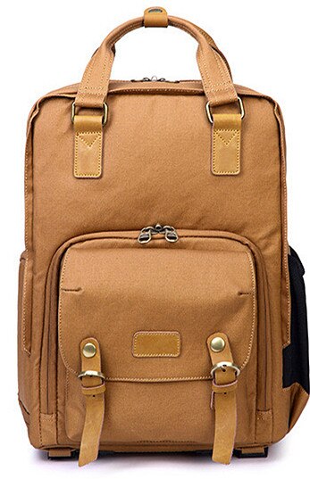 Retro Casual Waterproof Canvas DSLR Camera Bag Photography Tripod Cameras Backpack for Canon Nikon Sony: Khaki
