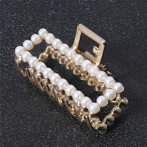 1PcFashion Geometric Imitation Pearl Hair Clips Hair Claw Crab Crystal Retro Heart Shape Hairpin Hair Accessories For Women Girl: 03A