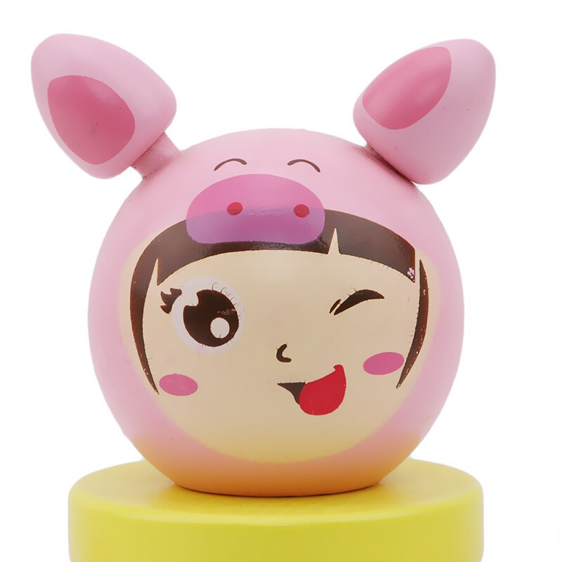 Juguete móvil roly-poly de bloques educativos de madera de dibujos animados para niños recién nacidos juego de apilamiento de