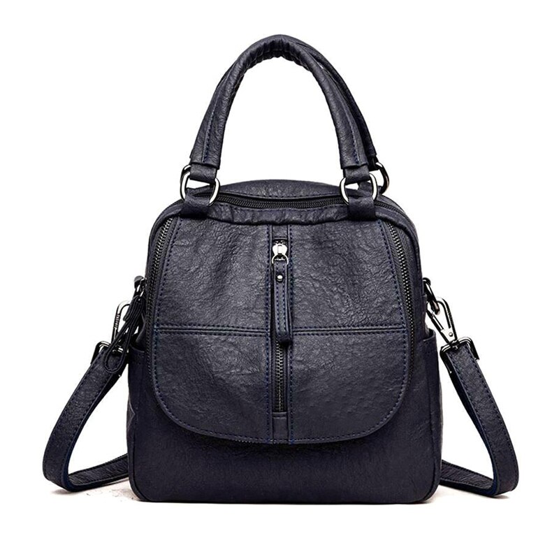 Heißer Klassische frauen Schulter Tasche PU Leder Mehrzweck Rucksäcke Einfache Zipper Reise Rucksack Einfarbig Weibliche Beutel