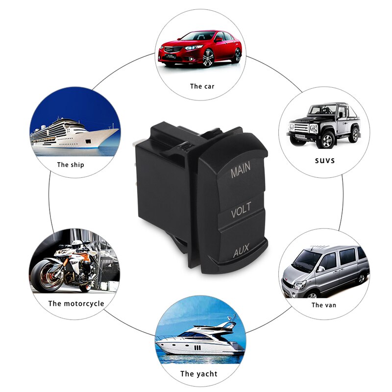 Voltímetro Digital para coche, barco y motocicleta, medidor de voltaje de 12-24V, LED, doble voltímetro, AUX, Monitor de batería principal