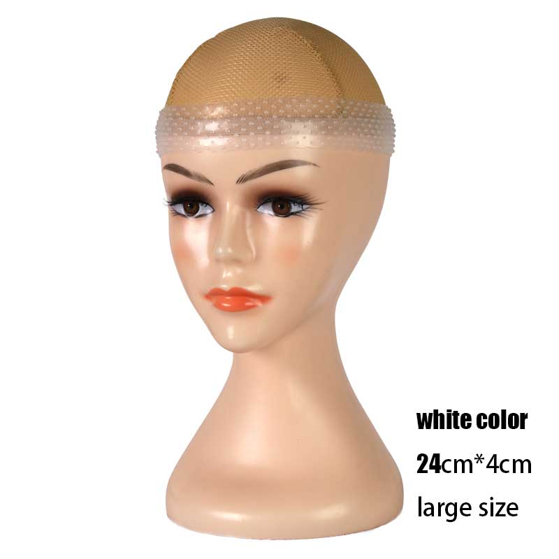 4 kleuren - gevormde pruik elastische band kant pruik grip haarband voor pruiken flexibele siliconen pruiken hoofdband antislip: Witte kleur grote maat