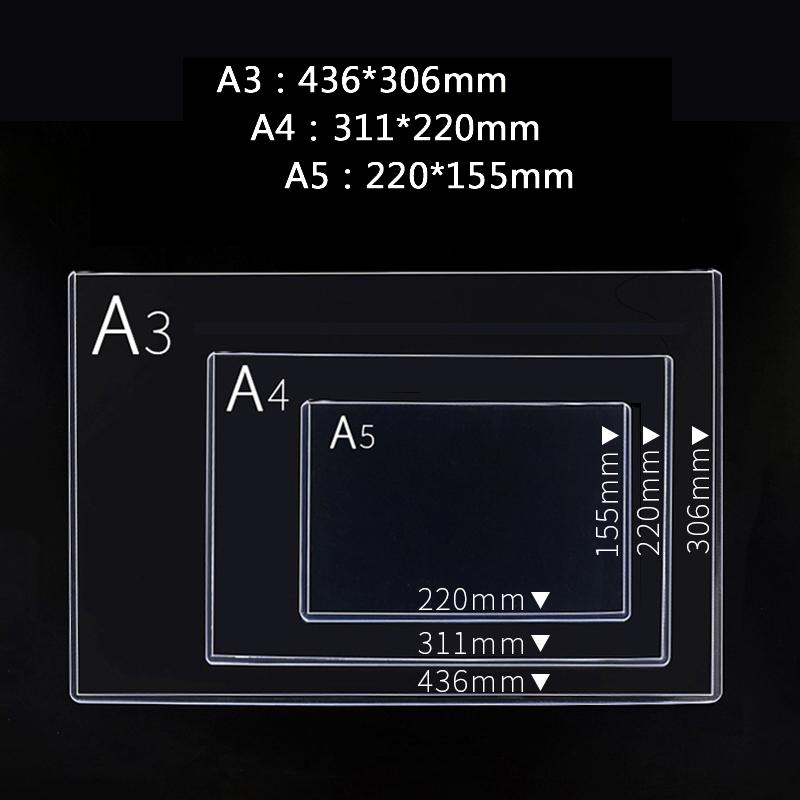 1pcs data protection sleeve clip / /A3 hard rubber card Presentation A5 A4 Transparent Plastic File Bag Folder