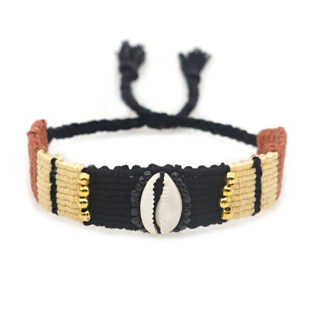 Go2Boho Stof Doek Armbanden Handgemaakte Geweven Gevlochten Armband Met Schelp Boho Sieraden Kwastje Pulseras Bangle Voor Vrouwen