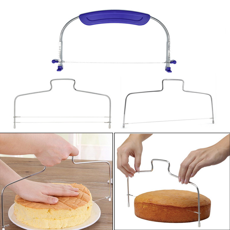 Rebanadora de pastel de acero inoxidable, nivelador de alambre ajustable para pan, Pizza, cortador de pasteles, utensilios de cocina, accesorios para hornear, 1 ud.