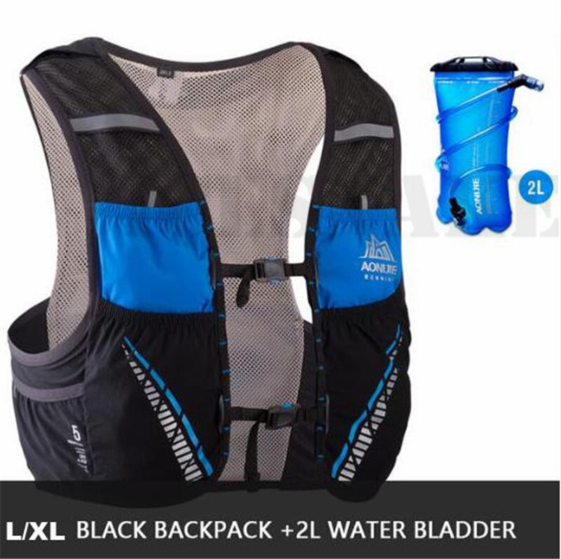 Aonijie 5L Hydratatie Backpack Rugzak Tas Vest Marathon Fietsen Klimmen Water Rugzak Harnas Waterzak Loopwedstrijd: LXL Black 2L Bladder
