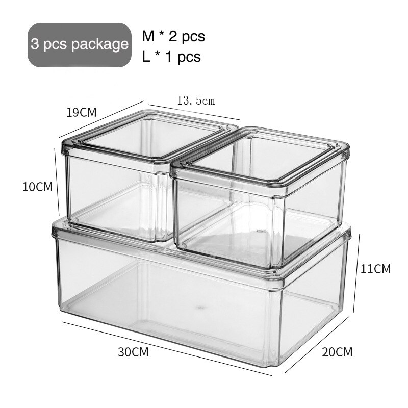 Transparent Airtight Pantry Pasta Box Multigrain Sealed Cans Food Storage Container Plastic Kitchen Refrigerator With Lid Cereal: 3PCS