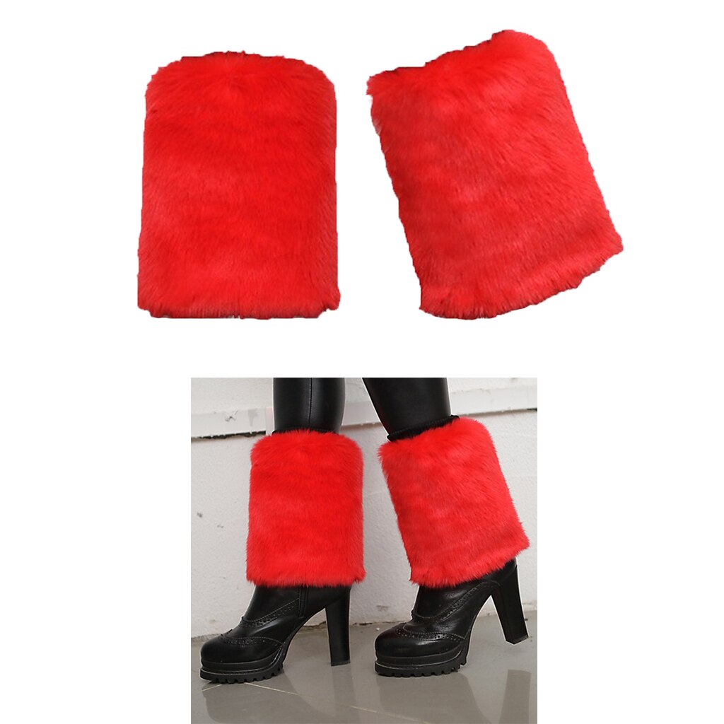 Dames solide fausse fourrure jambière bottes d'hiver chaussures manchette manches Topper