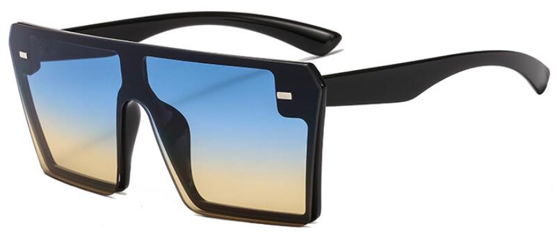 Kantløse overdimensionerede kvinder solbriller firkantede mærke solbriller med stort stel til kvinder  uv400 solbriller oculos masculino: Sort blå gul