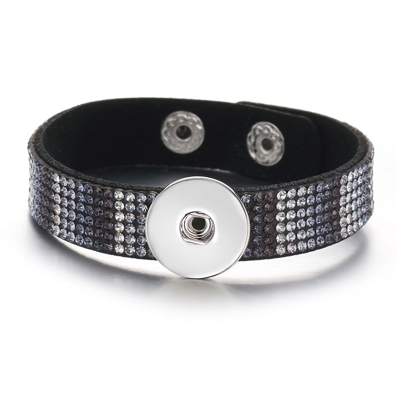 SE0216 Gradient Multilayer Fluwelen Strass Armband 18Mm Snap Armbanden Fit 18Mm Snap Knoppen Snap Sieraden: black