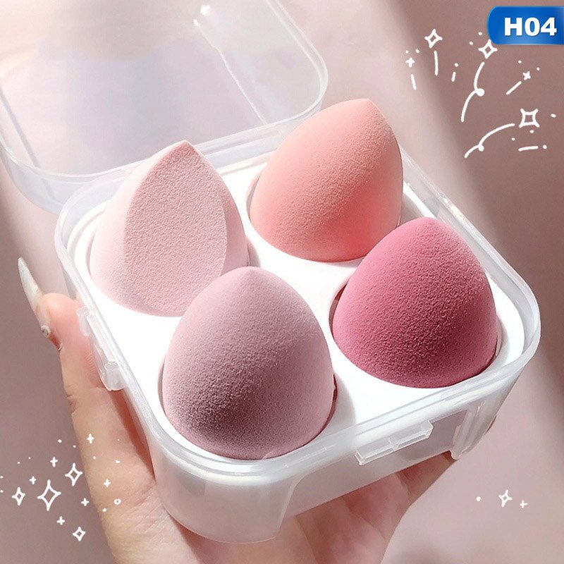 4PCS Makeup Beauty Puff Sponge Set Foundation Powder Blush Blender Makeup Accessories Tools Cosmetic Blending Sponge Beauty Egg: H04