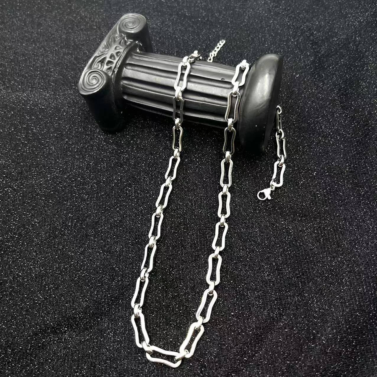 Stainless Steel Chains Hand made Link Necklaces Silver Color Jewelry Never Rub Off Choker: a7