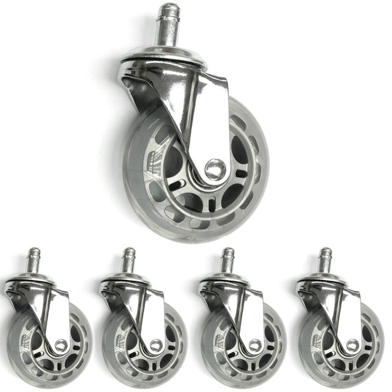 5 stykker møbelhjul gummihjul til kontorstole universal stum hardware hjul hjul kontor hjul hjul: Sølv 4