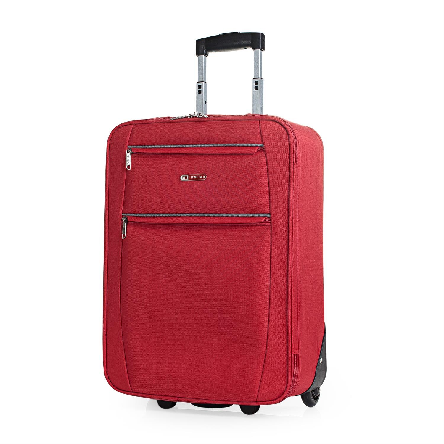 Itaca modèle Cassley valise trolley cabine Semirígida 50 Cm Polyester EVA poignée réglable, 2 poignées 2 roues roulettes faible coût: Rouge