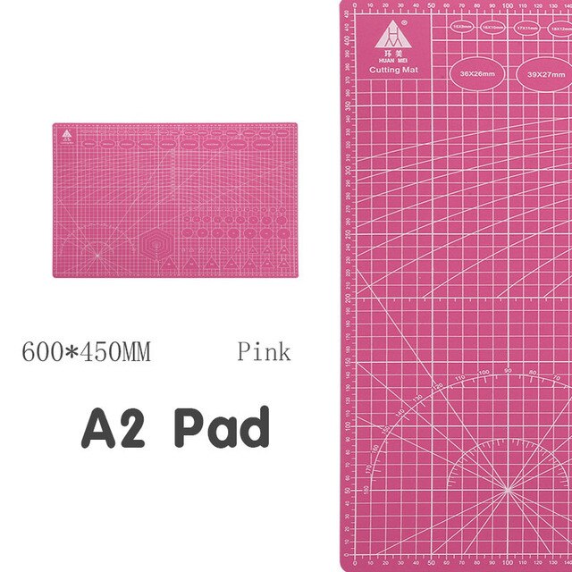 60*45cm A2 Cutting Board Cameo Mat Grid Line Self-healing Board Craft Card Multi-color Double-sided Desktop Cutting Pad Cricut: Pink