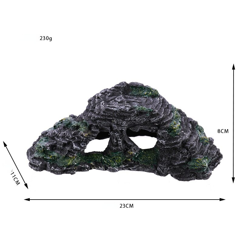 Tortoise Reptiles Basking Climbing Platform Resin Hiding Cave Grey rock shape Rotating Turtle Fish Tank Landscaping Decor: C002