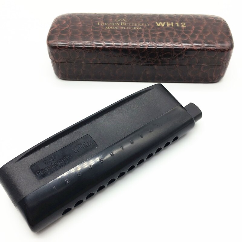 Golden Butterfly 12 Hole Chromatic Harmonica WH12 Harp musical instrument mouth organ semi-matte ABS cover