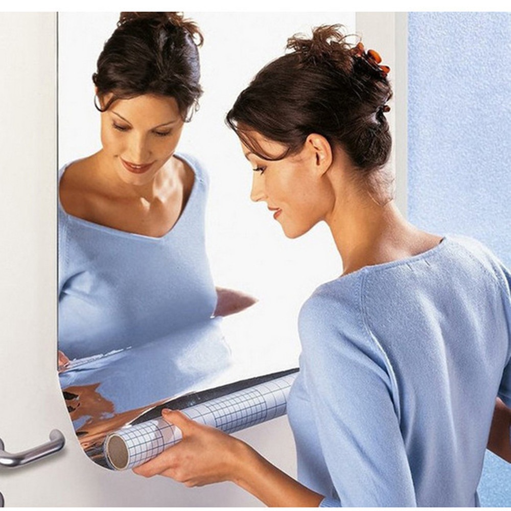 Rectangle Mirror Wall Sticker Self Adhesive Room Decor Stick On Art Sticker Mirror Art Mural Home Decorations: 60X100