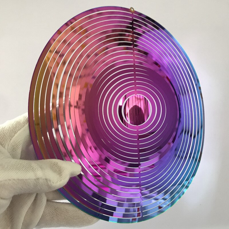 3D Round Rotating Wind Chimes Flowing-Light Effect Home Garden Decoration Outdoor Hanging Decor Shiny Wind Spinners