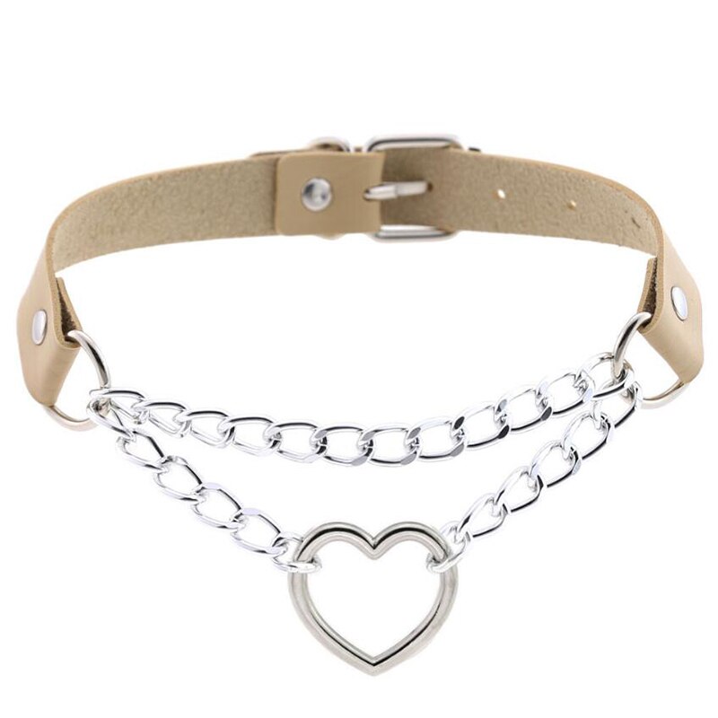 Punk Kühlen Hiphop gotisch Herz Kette Halsband Kragen Harajuku Halsband Frauen Leder Schnalle Chocker Emo Kawaii Schmuck Zubehör: Haut