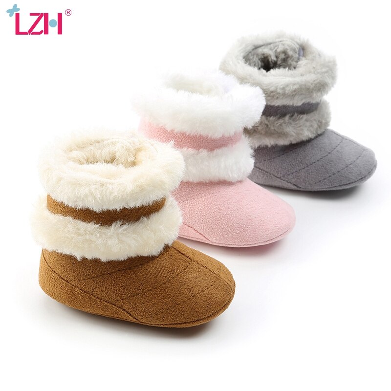 LZH obuwie dziecięce 2020 nowe zimowe noworodki śniegowe buty środkowa tuba ciepły pluszowy jednokolorowy kolor rzep dziewczynek chłopców zimowe buty