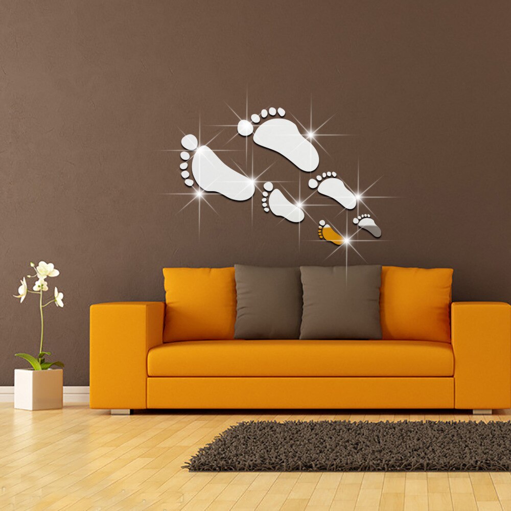 Voet 3D Spiegel Muursticker Diy Acryl Muursticker Woonkamer Slaapkamer Home Decoratie