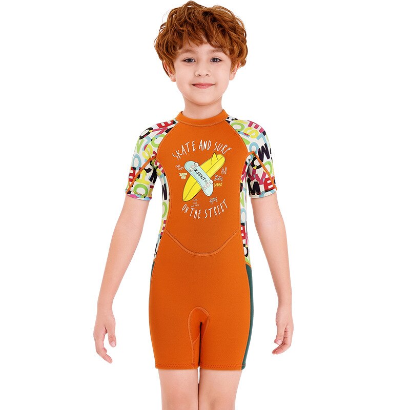 2.5mm Neoprene Shorty Wetsuit Kids for Swimming Boys Girls Sunscreen Surfing Scuba Diving Wet Suit Snorkeling UPF50+: 2 / XXL