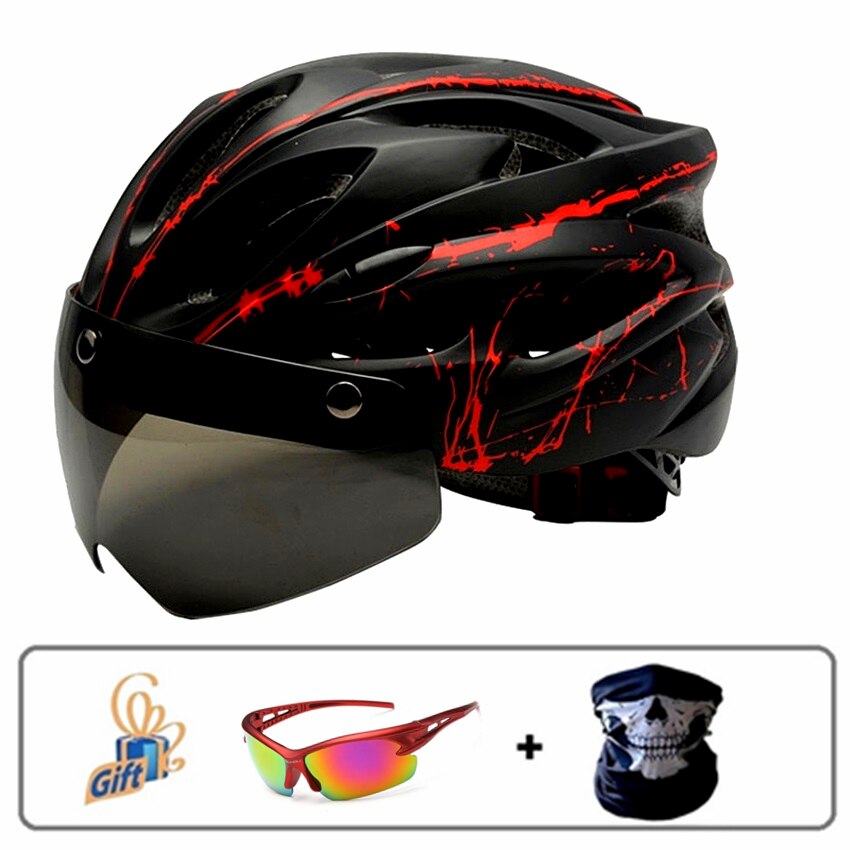Stylish Black Goggles Bicycle Helmet Ultralight Pattern Bike Helmet Riding Mountain Road Bike Integrally Molded Cycling Helmets