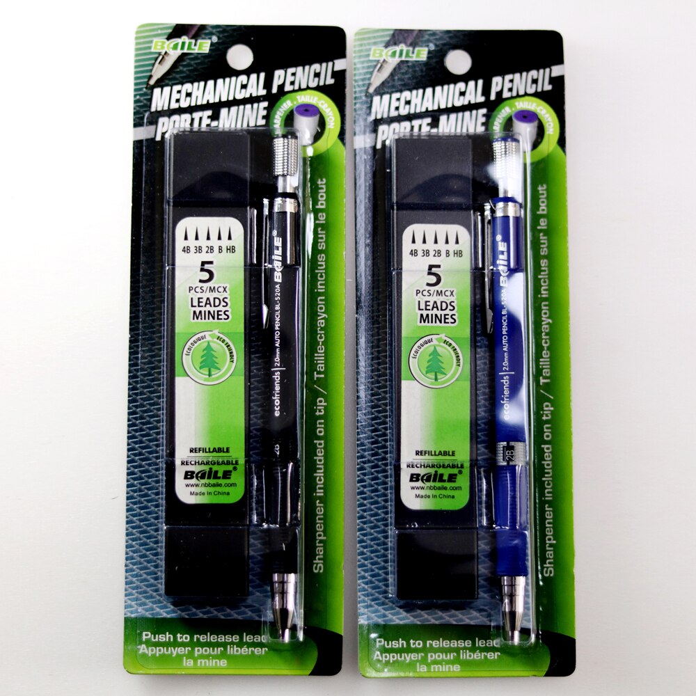 1pc 2.0mm mechanical pencil HB B 2B 3B 4B pencil set drawing writing mechanical pencil with refill
