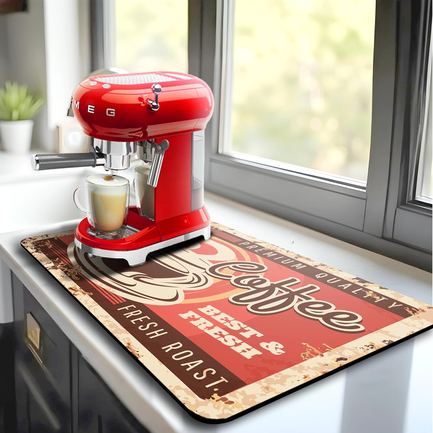 VIKAMA Koffiebar Droogkleed met waterdichte rubberen achterkant Geschikt onder koffiezetapparaat Machine Espresso Keukenaccessoires Thuiskleed: 80x40 cm / green