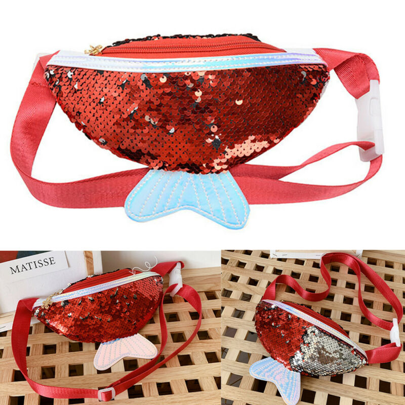 Kids Meisjes Glitter Pailletten Leuke Vis Stijl Taille Verpakking Sport Fanny Tas Reizen Portemonnee Bum Pouch Belt Bag