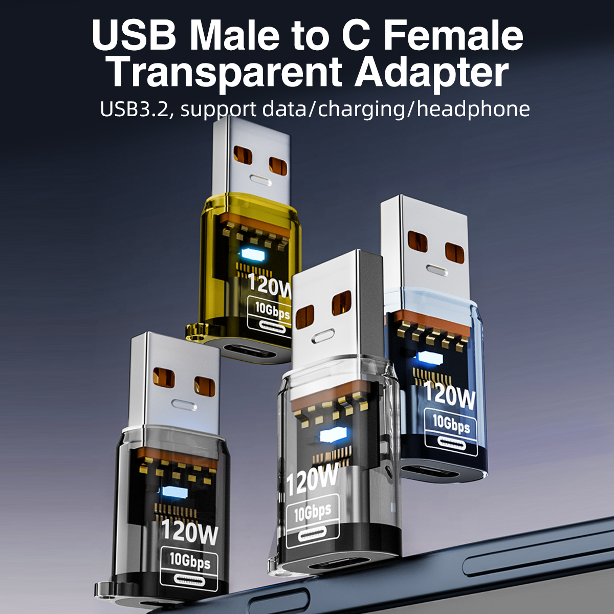 USB C Female to USB 3.2 Male Adapter, Type C to USB A Converter for Fast Charging and Data Syncing 10Gbps Compatible with Pc