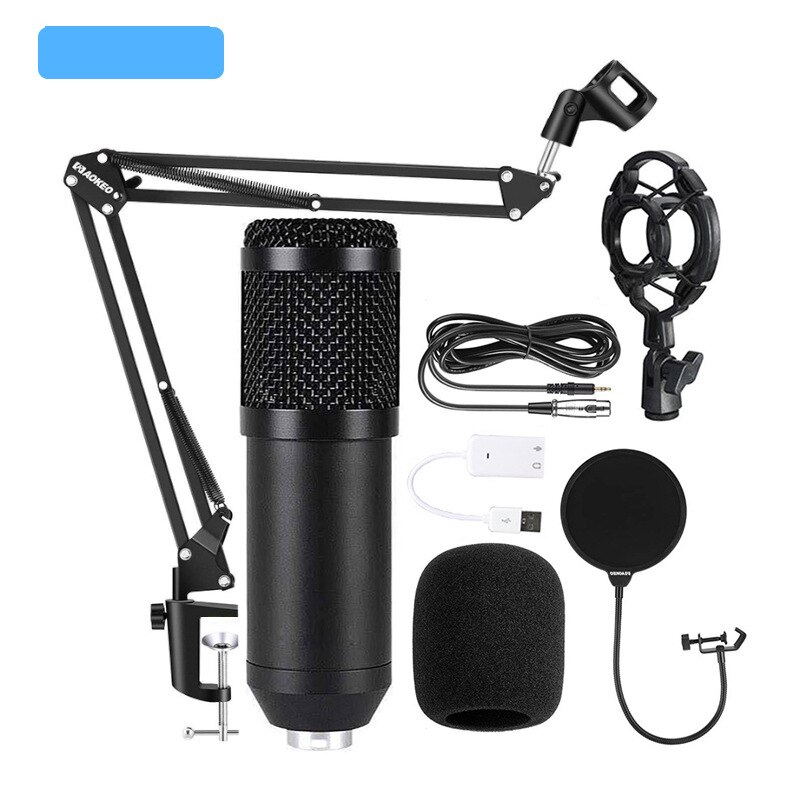 Karaoke microphone  bm800 studio condenser microphone mic for ktv radio braodcasting singing recording computer: Blue
