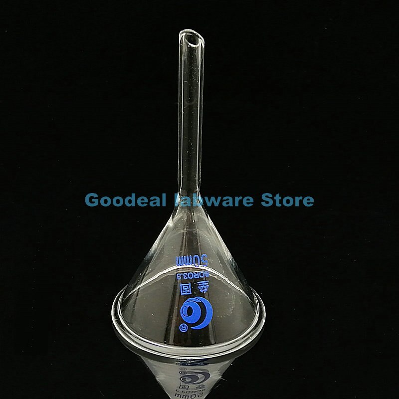 Funil cônico de vidro borossilicato, funil transparente dia50mm com filtro triangular para laboratório, educativo, papelaria, 1 peça