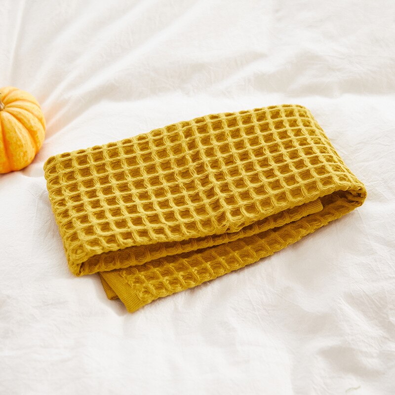 Long staple cotton face washing square towel face towel bath towel beach towel cover blanket honeycomb mesh large waffle towel: yellow / 35x76cm