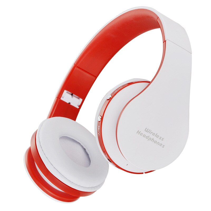 Headfone Casque Audio Bluetooth Headset Big Earphone Cordless Wireless Headphone for Computer PC Head Phone iPhone With Mic Aptx: white red
