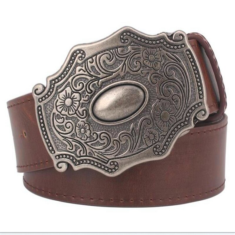 women leather belt Retro pattern belts Antique palace style belt Metal Buckle Classical style lady belt casual