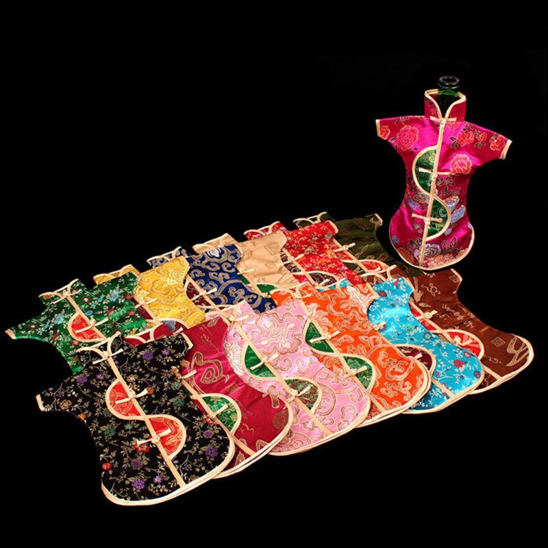 10 sztuk chińskie jedwabne satynowe woreczek pyłowy robić butelki wina dekoracja ubrań pokrywa 750ml dekoracja stołu świąteczny upominek weselny