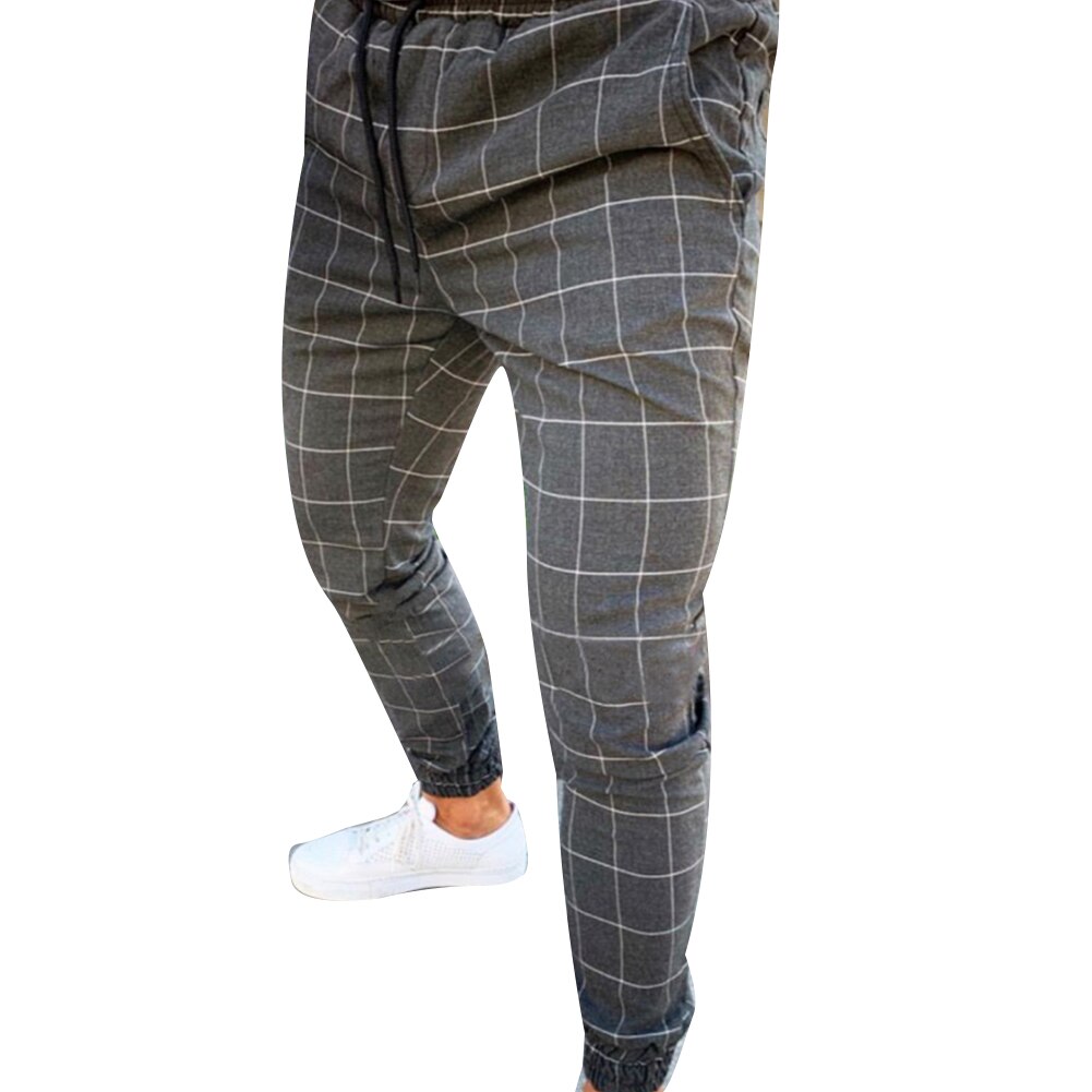 Hosen Männer Plaid drucken Kordelzug Elastische Beiläufige Bleistift Hosen Hosen