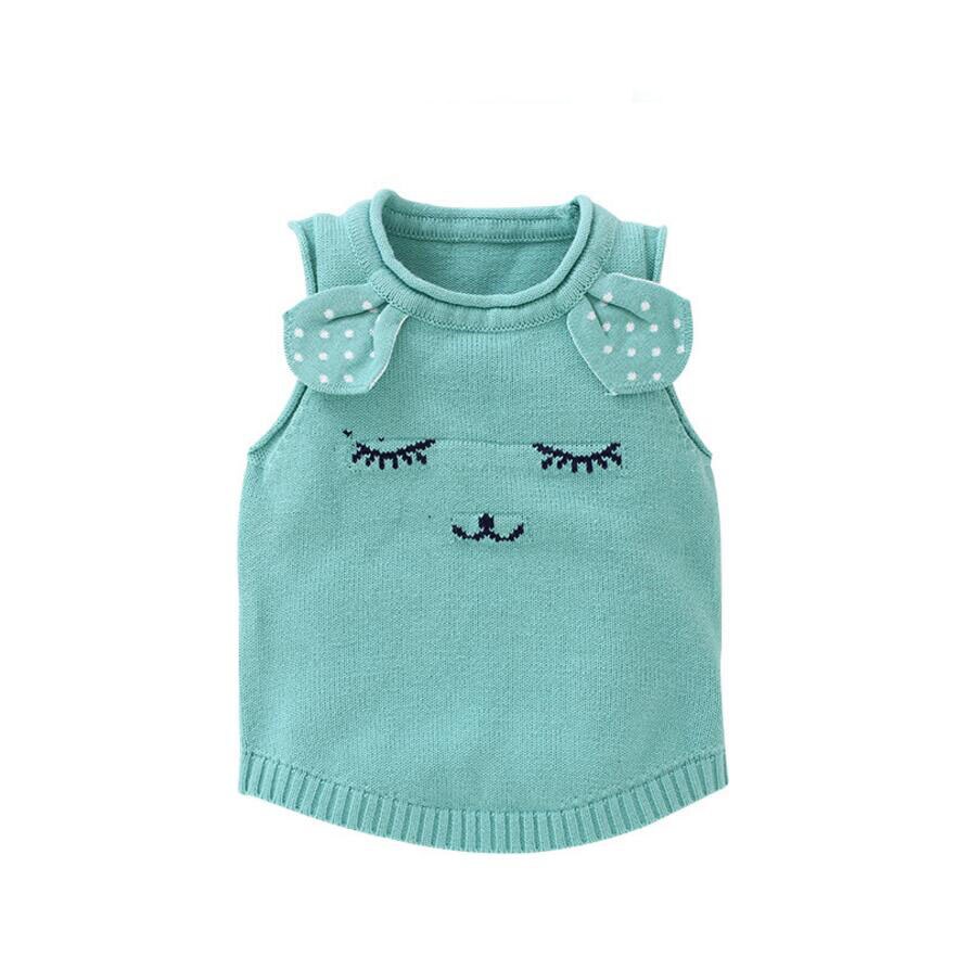 Leuke Verlegen Meisje Patroon Baby Trui Vest Baby Meisje Vest Baby Herfst Lente Outfit O-hals Gebreide Kleding 4 Kleuren Voor 1-3T: green / 18m